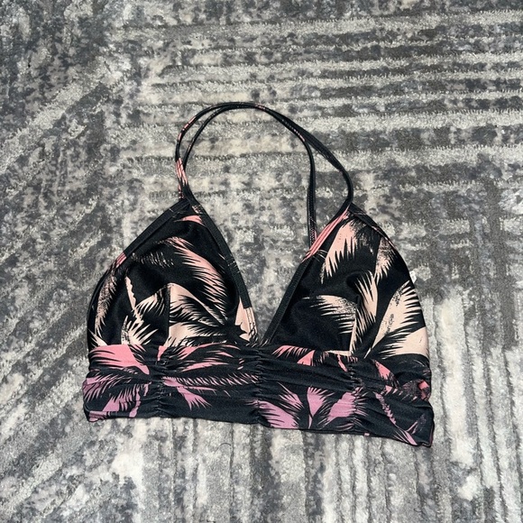 Forever 21 Tops - Forever 21 Black and Pink Tropical Bikini Top